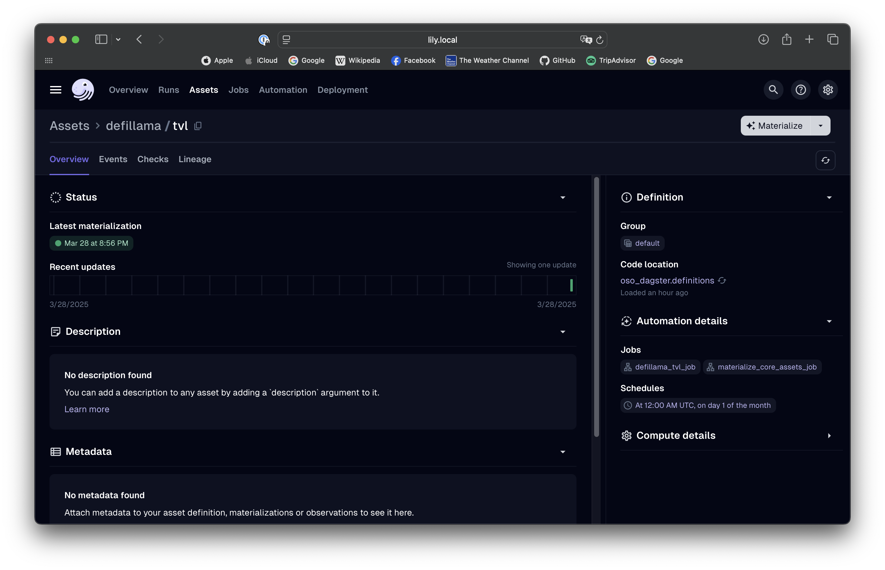 Dagster DefiLlama Asset